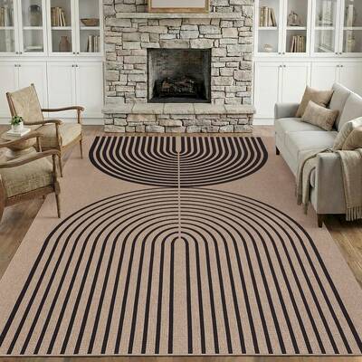 Garvee Modern Jute Area Rug - Waterproof, Washable, Non-Slip, mark Resistant, Striped Carpet for Living Room, Dining Room, Pa...