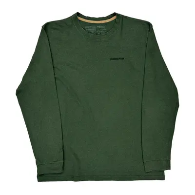 Patagonia Spellout Long Sleeve T-Shirt - Large Green Cotton Blend