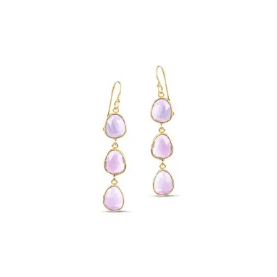 Sophia Tripple Amethyst Dangle Earrings