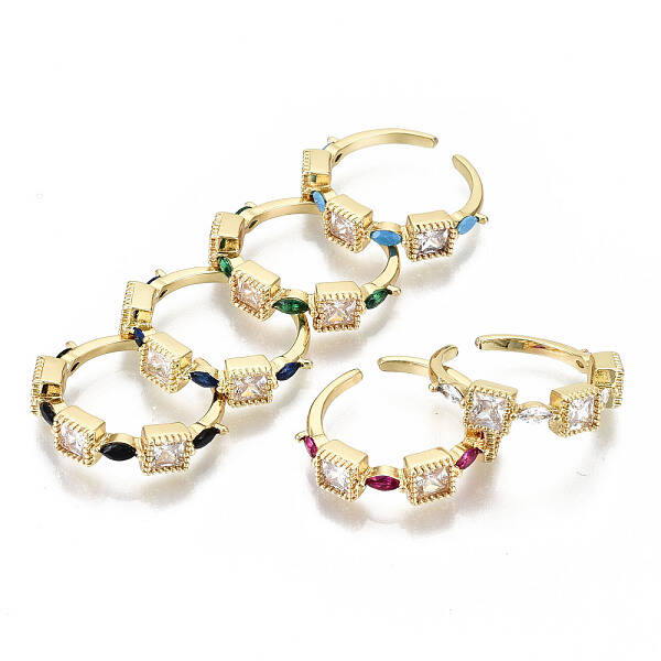 Brass Micro Pave Cubic Zirconia Cuff Rings