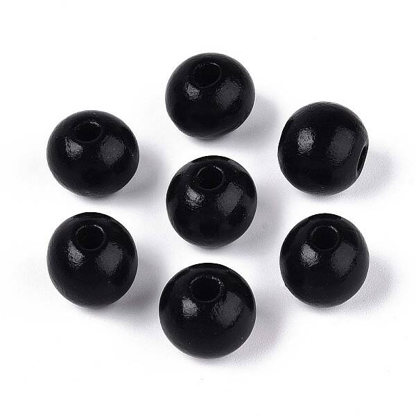 Spray Painted Round Natural Schima Wood Beads