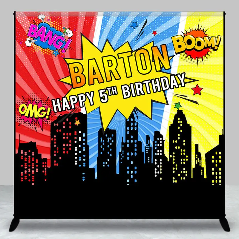 Cool Stripe City Custom 5th Birthday Party Backdrop - Aperturee