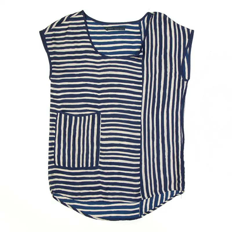 ZARA BASIC Blue Striped Sleeveless Top Womens XS