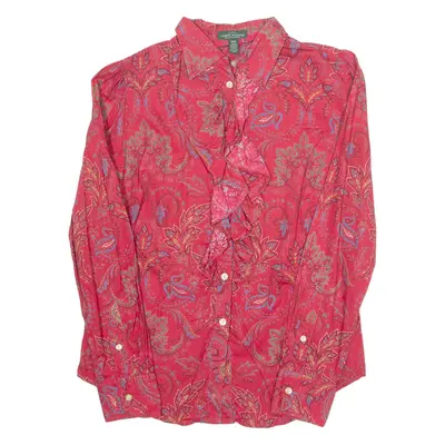 LAUREN RALPH LAUREN Womens Printed Blouse Red Long Sleeve Paisley M