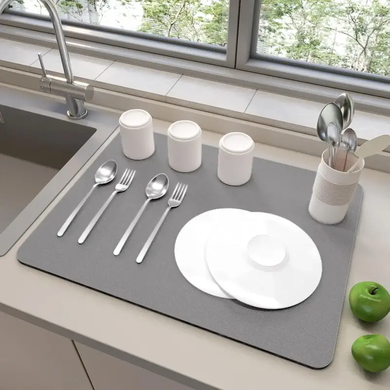 Kitchen Dish Drying Mat, 1 Count Non-slip Absorbent Table Mat, Household Mat for Kitchen Dining Patio Table