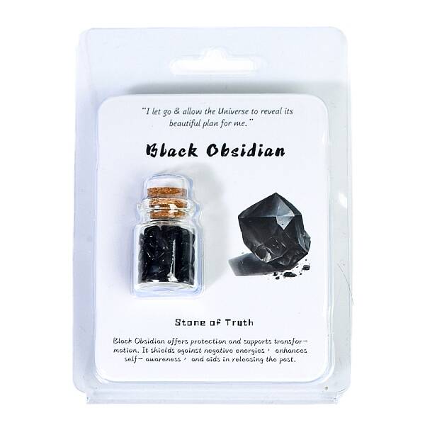 Natural Obsidian Wishing Bottle Display Decorations