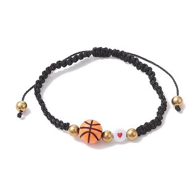 Sport Theme Acylic & Alloy Braided Bead Bracelet