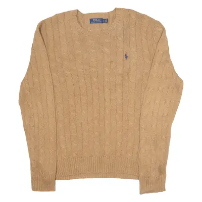 POLO RALPH LAUREN Mens Jumper Brown Cable Knit L