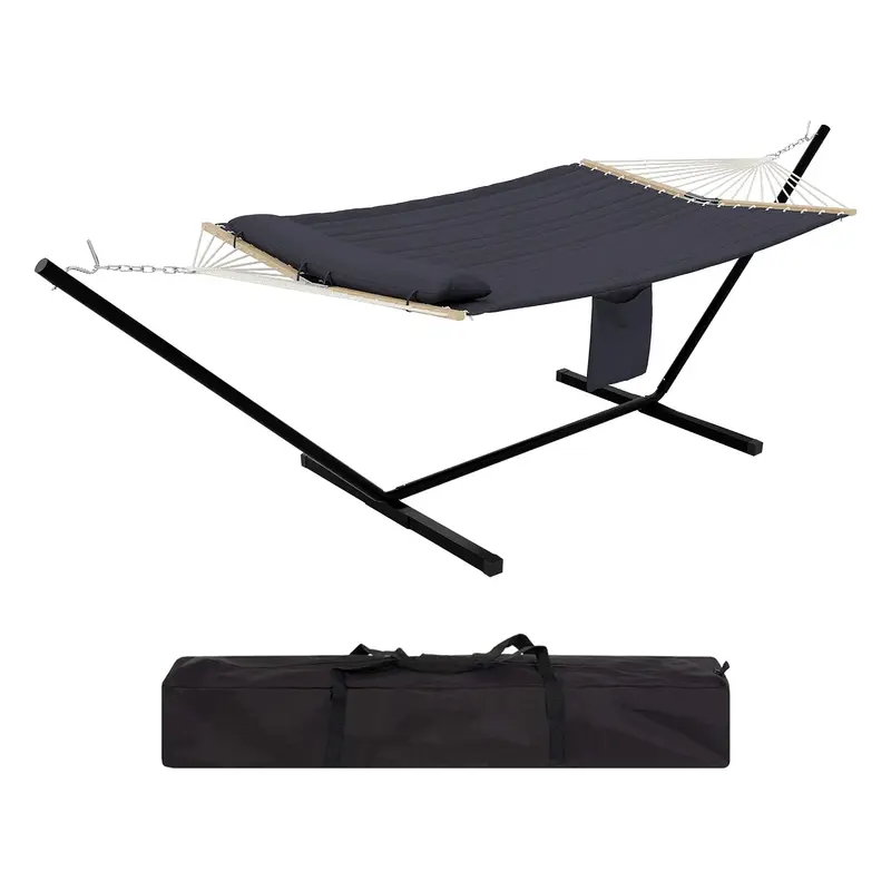 Garvee 2-Person Hammock Set with Collapsible Steel Frame - 450lb Capacity, UV-Resistant, Includes Storage Bag, Dark Gray Conc...