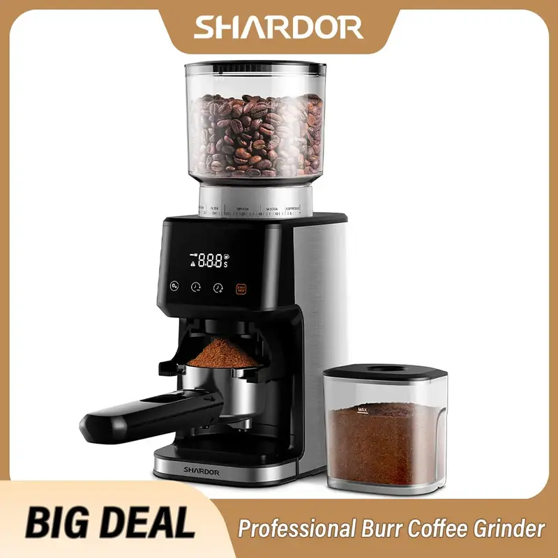 SHARDOR Anti-static Conical Burr Coffee Grinder for Espresso, 51 Precise Settings Coffee Bean Grinder with Timer Touchscreen ...