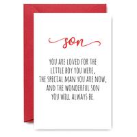 Son Birthday Card, Lovely Lettering Greeting Card, Heartwarming and Emotional Design Greeting Card for Family, Party Gifts