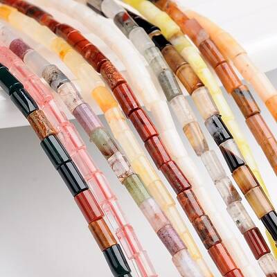 Tube Natural & Synthetic Mixed Gemstone Bead Strands