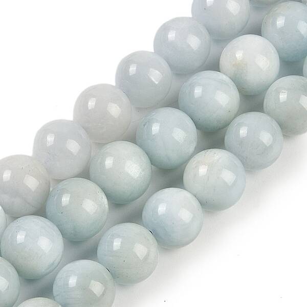 Natural Aquamarine Round Bead Strands