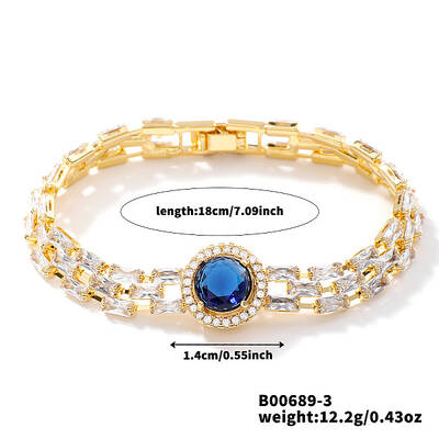 Minimalist Brass Rhinestone Chain Bracelets for Women