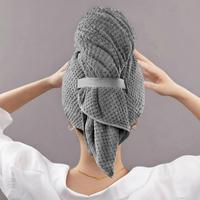 Hair Drying Towel, Solid Color Microfiber Soft Absorbent Hair Wrap Towel with Elastic Strap, Super Absorbent Towel, Quick Dry...