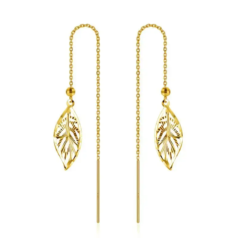 18K Gold Leaves Drop Earrings