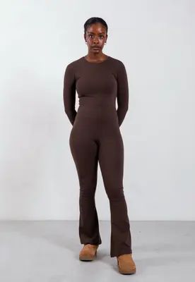 Organic Cotton Flared Leggings, Hot Fudge | Size: XXL