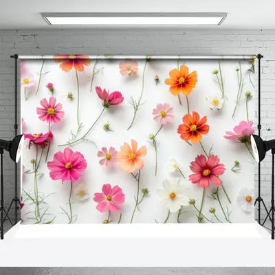 Colors Daisy Floral Birthday Backdrop For Photo - Aperturee