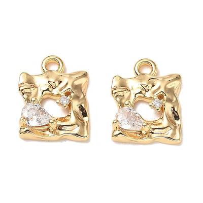 Brass Micro Pave Clear Cubic Zirconia Charms