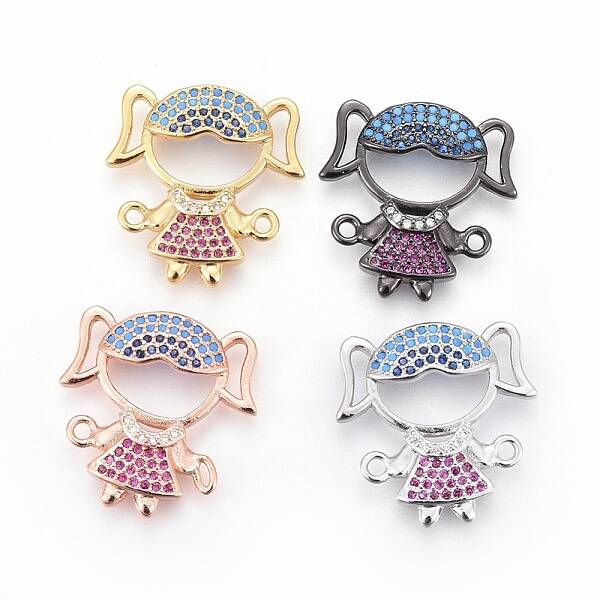 Brass Micro Pave Cubic Zirconia Links