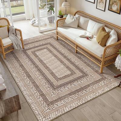 Garvee Modern Minimalist Area Rug – Geometric Low Pile, Washable, Non-Slip Carpet, Mark Resistant, Ultra Thin, Edgeed Desig...