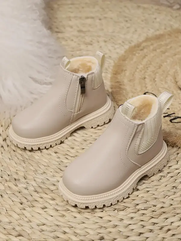 Fashionable Zipper Design Boots for Girls, Casual Comfortable Boots for Daily Wear, Trendy All-match Winter Boots for Kids
