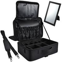 Joligrace Extra Large Makeup Case with Mirror 3 Layers Makeup Train Case Professional Makeup Organizer Box for MUA Travel Nai...