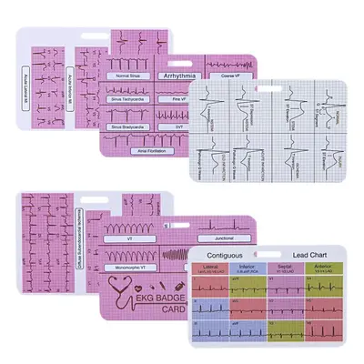 EKG Cardiac Badge Card (3 Counts), Double Sided EKG Telemetry Interpretation Badge, Nurse Pocket Cards, Nursing Cheat Sheet ...