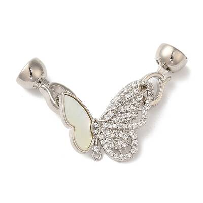 Brass Micro Pave Clear Cubic Zirconia Fold Over Clasps