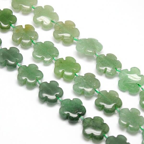 Natural Green Aventurine Flower Beads Strands