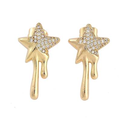 Brass Clear Cubic Zirconia Stud Earrings for Women