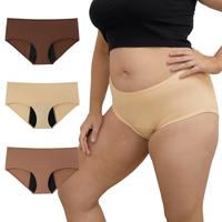 Women's Plus Size Leak-Proof Period Panties 3-Pack Leg Mesh period underwear Breathable