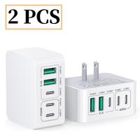 50W USB C Charger Block Thin Flat Charging Cube, 2Pack 5-Port Type C Fast Charging Block Dual Charger PD Power Adapter&QC 3.0...
