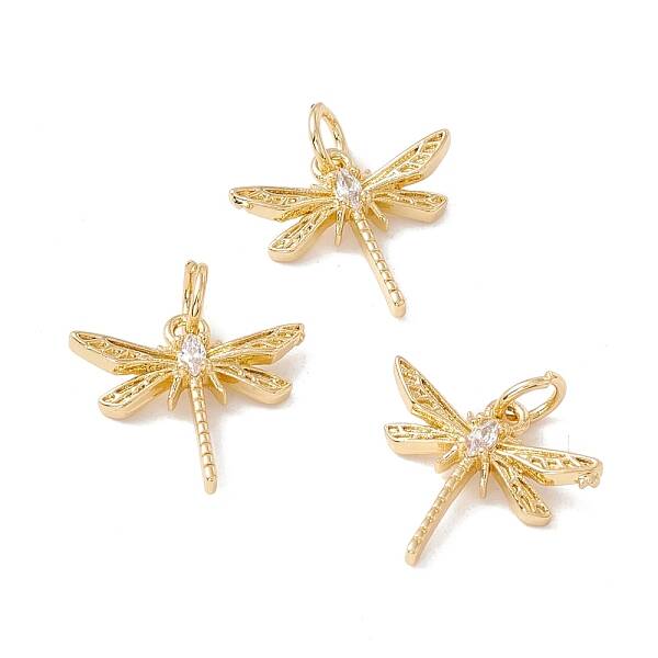 Brass Micro Pave Clear Cubic Zirconia Pendants