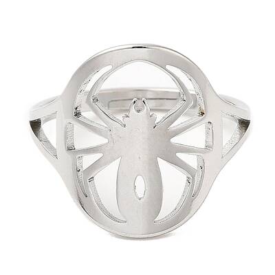 Non-Tarnish 304 Stainless Steel Hollow Spider Adjustable Ring for Women