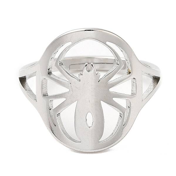 Non-Tarnish 304 Stainless Steel Hollow Spider Adjustable Ring for Women
