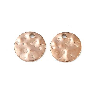 304 Stainless Steel Textured Disc Charms