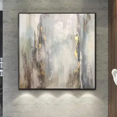 Abstract Paintings On Canvas Original Gray Painting Original Gold Leaf Painting | SPRING THAW