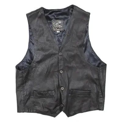 Mens Waistcoat Black Leather M