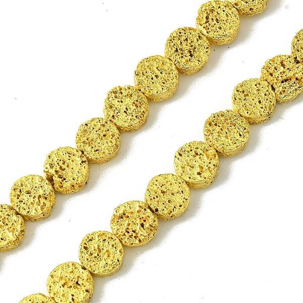 Electroplated Natural Lava Rock Beads Strands