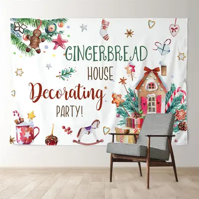 Aperturee Gingerbread Deco Party Gifts Photo Xmas Backdrop