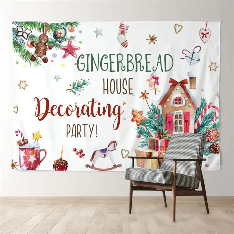 Aperturee Gingerbread Deco Party Gifts Photo Xmas Backdrop