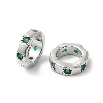 Brass Micro Pave Cubic Zirconia Beads