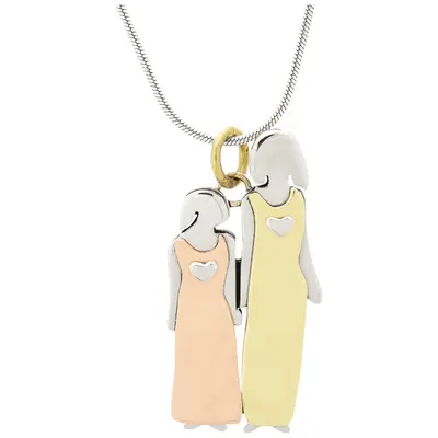 Mother & Daughter Mixed Metals Necklace - with Silver Plated Chain