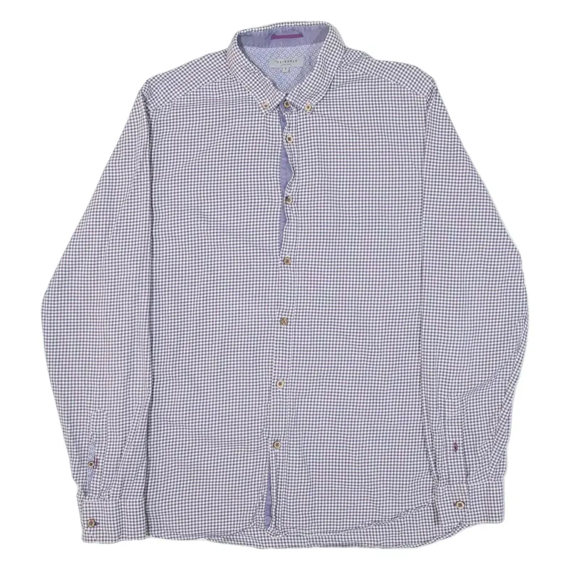 TED BAKER Mens Shirt Blue Gingham Long Sleeve S