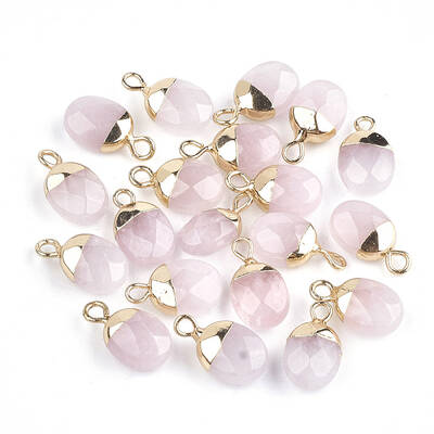 Electroplate Natural Rose Quartz Charms