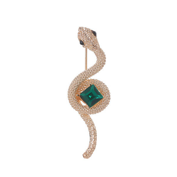 Light Gold Plated Alloy Glass Safety Pin Brooch