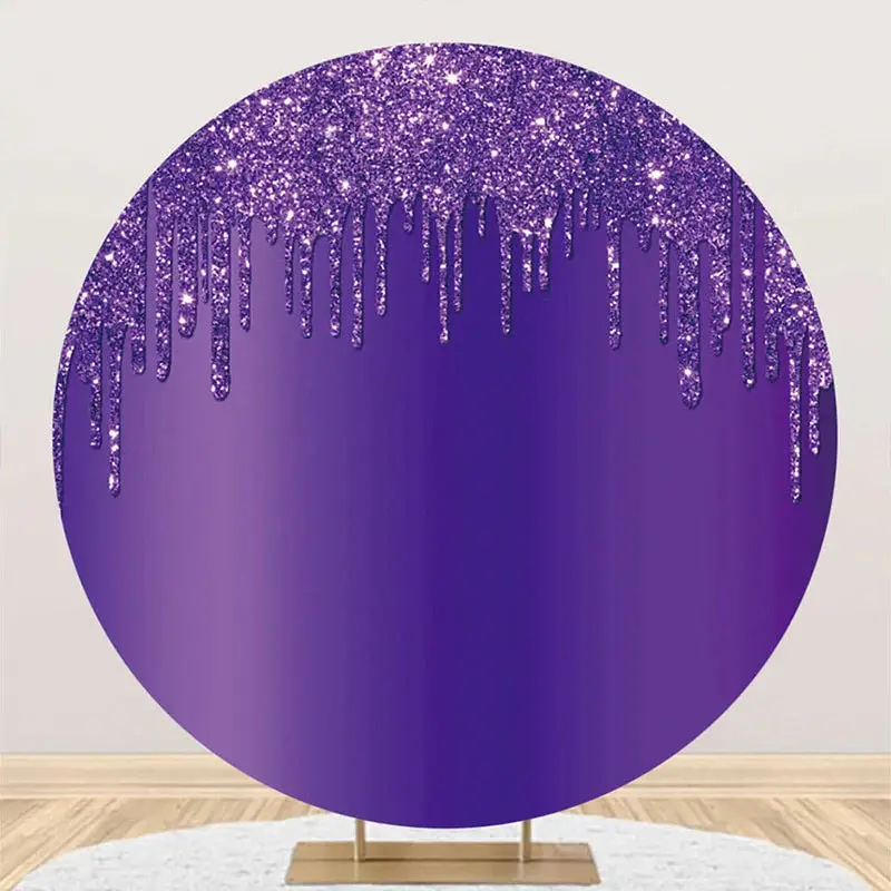 Elegant Purple Solid Color Glitters Round Backdrop