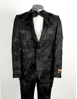 Paisley Suit - Paisley Tuxedo - Floral Suit - Flower Suit - Black