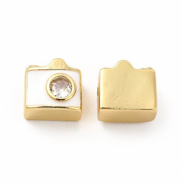 Brass Micro Pave Cubic Zirconia Beads